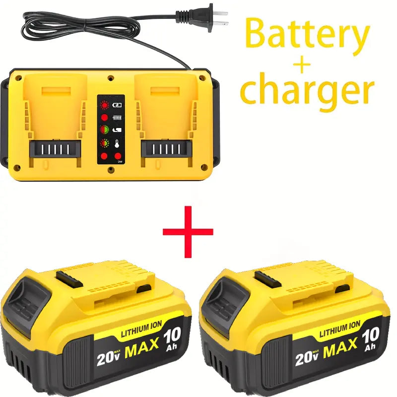 10Ah Lithium Battery Pack Compatible with Devvalt 20V Tools, Replacement for DCB200/ DCB204/ DCB180/ DCB182 and More((Choose: 4Batterise, 2 Batteries, or Combo))