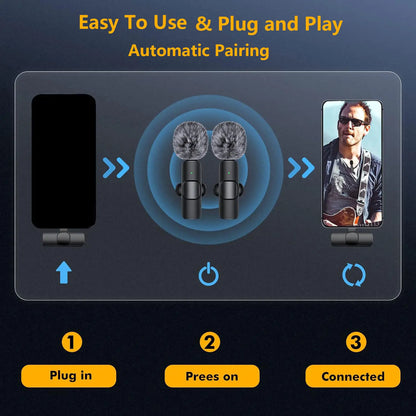 Hitozon Wireless Lavalier Microphone for iPhone 15/16/17, iPad, and Android - Portable USB-C Microphone with Noise Reduction for Video Recording, Vlogging, TikTok, and YouTube